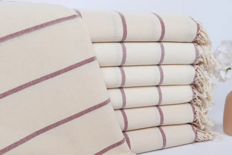 Individuelles türkisches Handtuch, rot gestreiftes Leinen, Brautjungfern-Geschenk, 96 x 160 cm