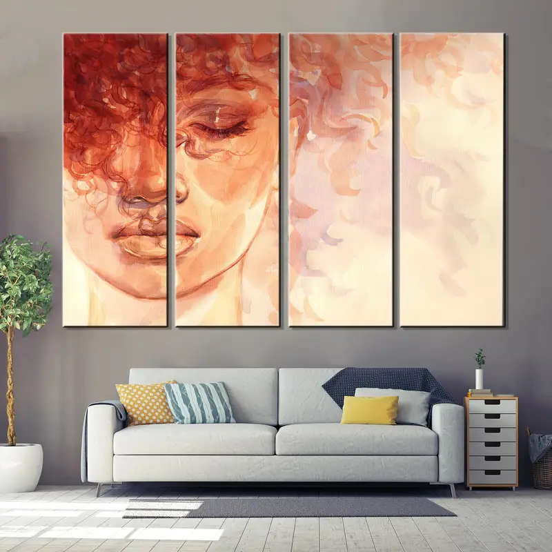 Woman Face Art,  Watercolor Print, Fine Art Decor, Living Room Wall Art, Woman Wall Art, Face Decor, Baby face Girl, Office Art, Girl Decor - 4