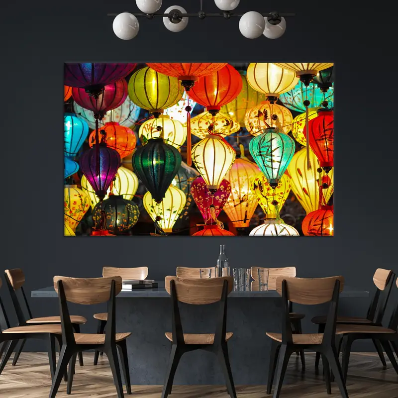 Lebhafte Leinwand zum Laternenfest in Asien – bedruckte Wandkunst