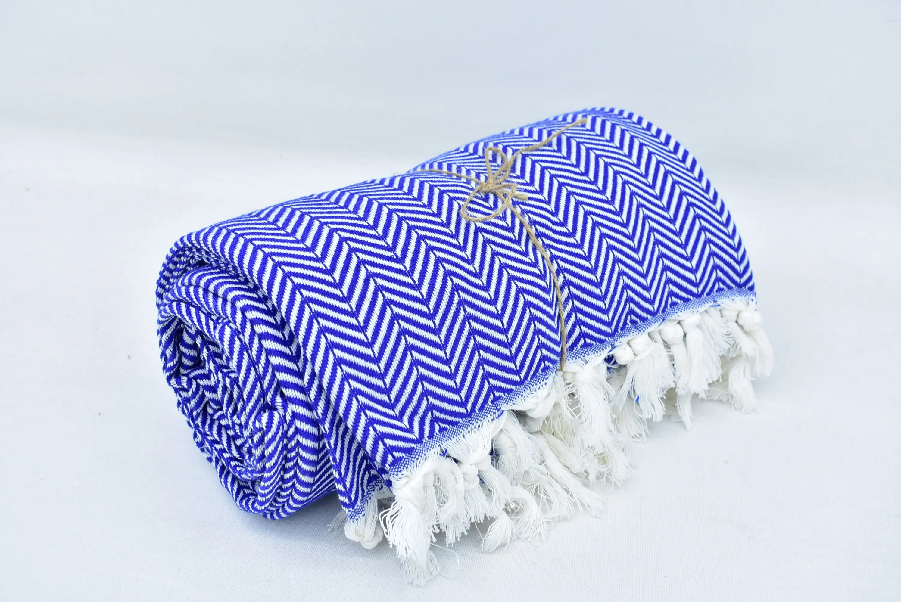 Custom Shower Curtain Sax Blue Chevron Blanket, 91x75 Inches - 1