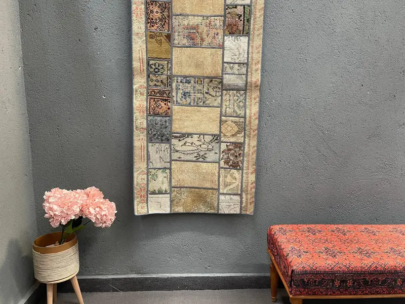 2.3x4.6 ft Türk Halısı, Oushak Halısı, Kırmızı Güneybatı Halısı Yünü - 1