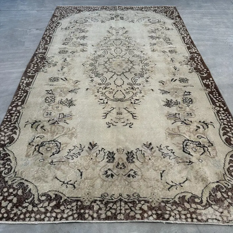 Turkish Rug, 5.6x9.4 ft Vintage Rug, Brown Gray Moroccan Wool Rug - 1