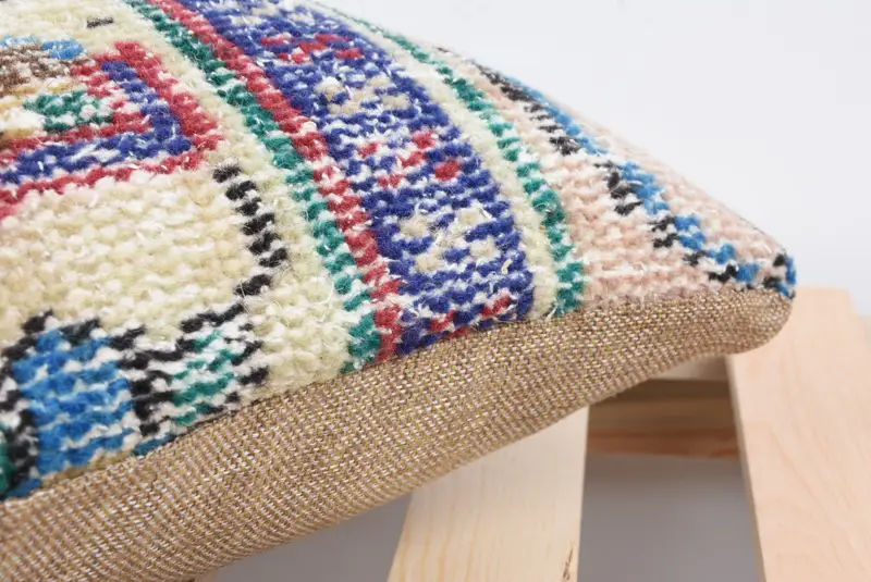 Boho Pillow, Comfy Throw Pillow Case, Customized Pillow, Ethnical Kilim Rug Pillow, Cushion Cover, Turkish Kilim Pillow, 12x12 Blue Cushion - 7