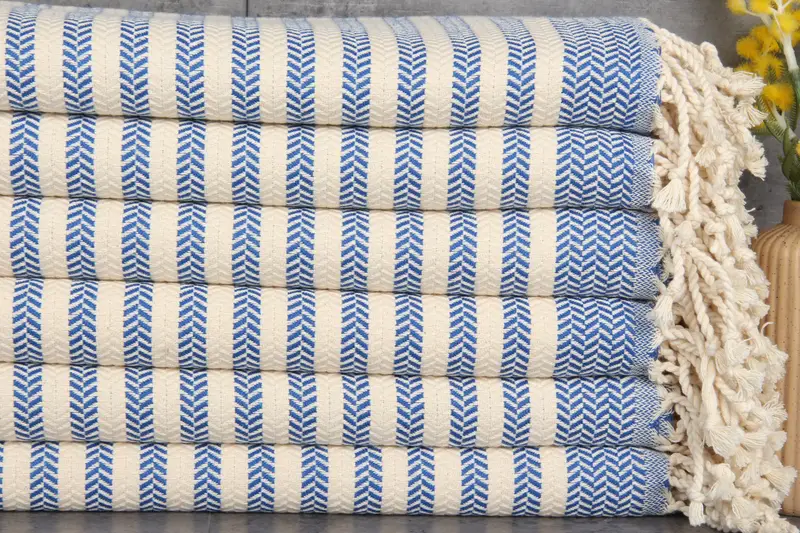 Personalized Sax Blue Chevron Towel Turkish Cotton, 40x71 Inches