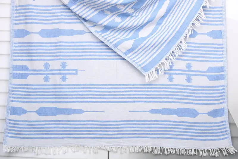 Beach Towel Turkish Cotton Blue, 36x69 Inches
