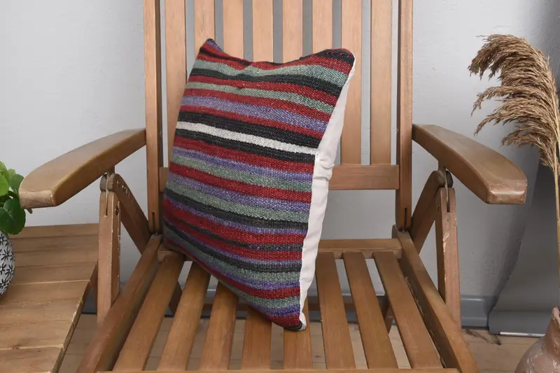 Indoor Pillow Sham, Cushion Cover, Ethnical Kilim Rug Pillow, Kilim Pillow, Boho Pillow, 16x16 Green Pillow Sham, Wholesale Pillow Sham - 3