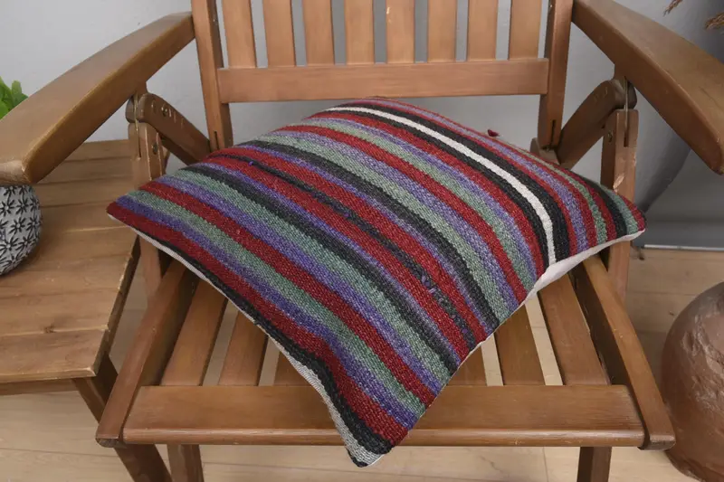 Indoor Pillow Sham, Cushion Cover, Ethnical Kilim Rug Pillow, Kilim Pillow, Boho Pillow, 16x16 Green Pillow Sham, Wholesale Pillow Sham - 4