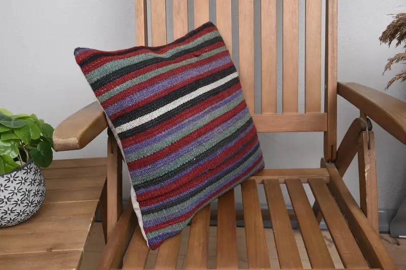 Indoor Pillow Sham, Cushion Cover, Ethnical Kilim Rug Pillow, Kilim Pillow, Boho Pillow, 16x16 Green Pillow Sham, Wholesale Pillow Sham - 2