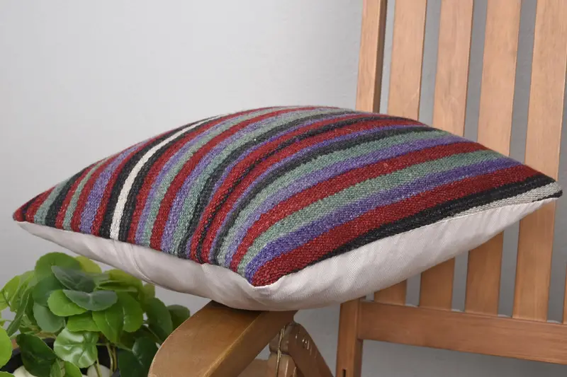 Indoor Pillow Sham, Cushion Cover, Ethnical Kilim Rug Pillow, Kilim Pillow, Boho Pillow, 16x16 Green Pillow Sham, Wholesale Pillow Sham - 6