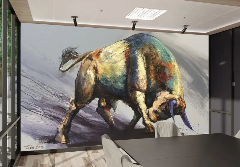 Animal Wall Mural,Bull Paintign Print,Custom Wall Paper,Abstract Bull Wallpaper,Paper Wall Art ,3d Wall Paper,Modern Wall Print, - 9