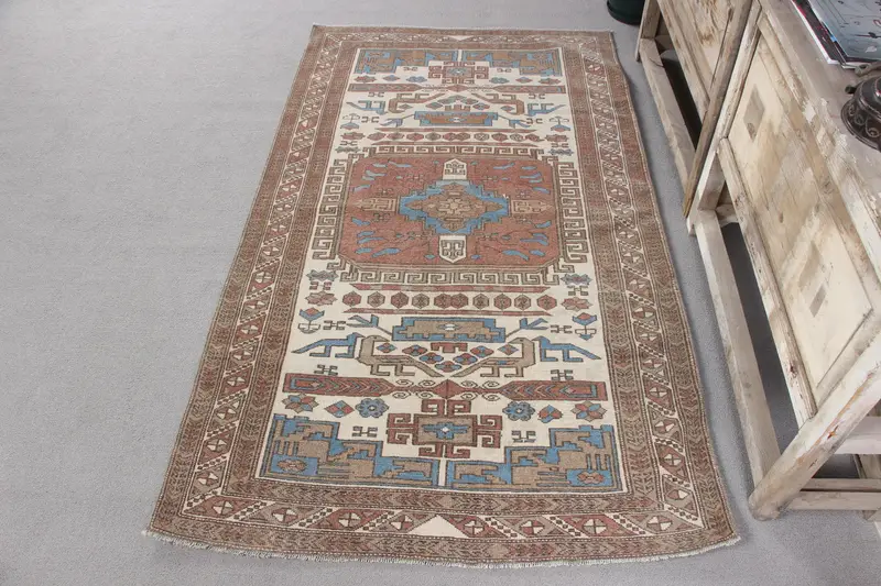 El Yapımı Mor Halı, 0,3x6 ft Bordürlü Tasarım