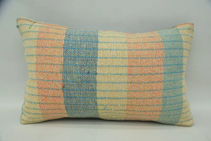 Vintage Pillow, Square Throw Cushion Case, Bed Cushion Cover, 12x20 Blue Cushion Case, Cushion Case, Ethnical Kilim Rug Pillow, Vintage Kilim Pillow - 4