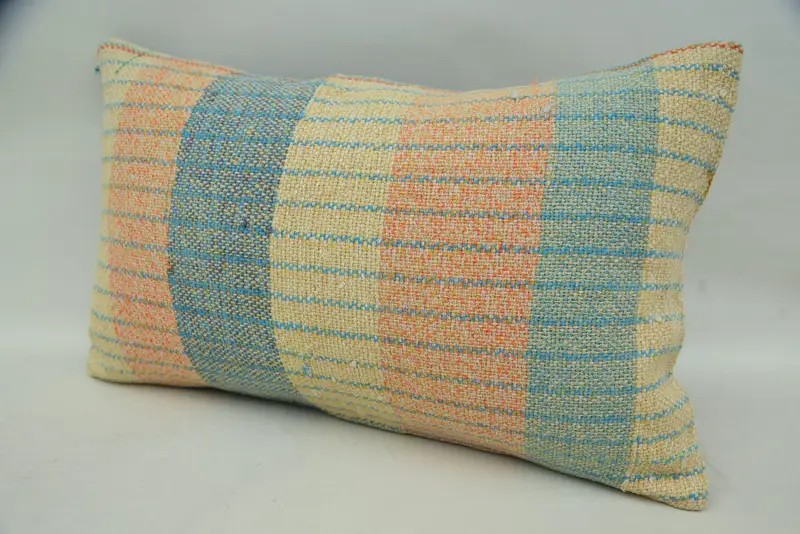 Vintage Pillow, Square Throw Cushion Case, Bed Cushion Cover, 12x20 Blue Cushion Case, Cushion Case, Ethnical Kilim Rug Pillow, Vintage Kilim Pillow - 3