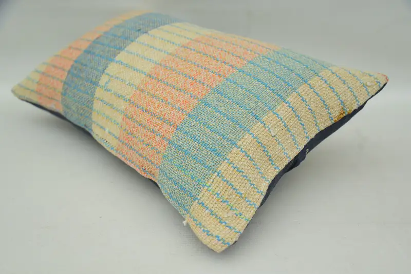 Vintage Pillow, Square Throw Cushion Case, Bed Cushion Cover, 12x20 Blue Cushion Case, Cushion Case, Ethnical Kilim Rug Pillow, Vintage Kilim Pillow - 6