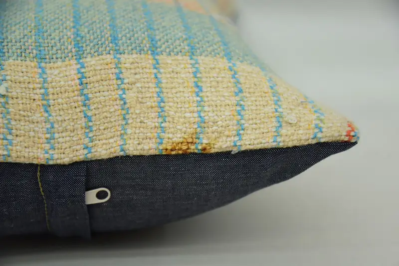 Vintage Pillow, Square Throw Cushion Case, Bed Cushion Cover, 12x20 Blue Cushion Case, Cushion Case, Ethnical Kilim Rug Pillow, Vintage Kilim Pillow - 5