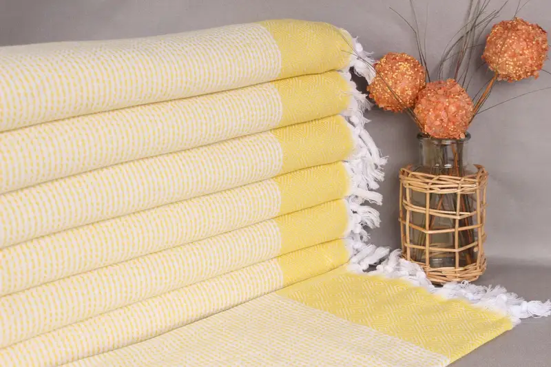 Türkisches Handtuch, gelbe Baumwolle, 45,7 x 101,6 cm