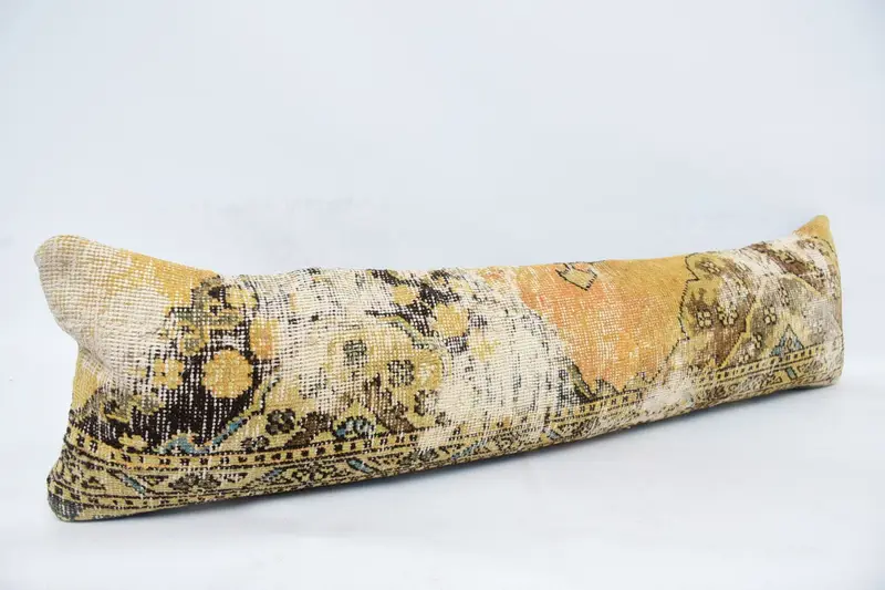 Turkish Corner Pillow, 12x48 Yellow Pillow Sham, Pillow for Sofa, Gift Pillow, Art Deco Cushion, Cushion Case, Ethnical Kilim Rug Pillow - 3