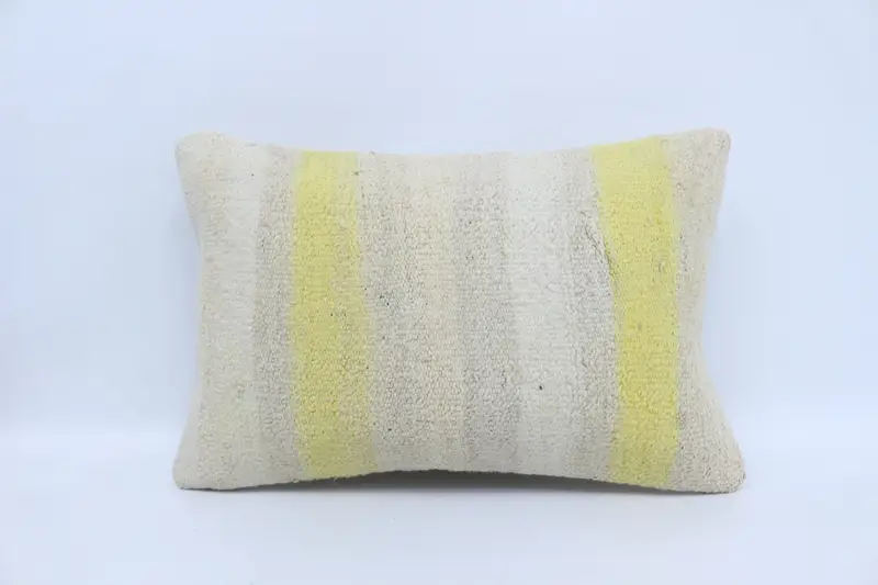 Pillow Sham, Authentic Pillow Sham, Handmade Kilim Cushion, Interior Designer Pillow, Accent Pillow Cover, 16x24 White Cushion, Gift Pillow - 1
