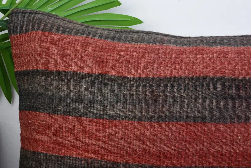 Ethnical Kilim Rug Pillow, Hippie Throw Pillow Cover, Tapestry Pillow, Vintage Pillow, Cushion, 12x20 Brown Pillow Sham, Kilim Cushion Sham - 2