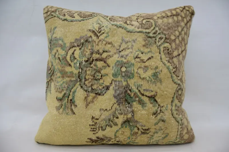 28x28 Beige Cushion Cover, Turkish Kilim Pillow, Office Chair Cushion Cover, Cushion Cover, Boho Pillow Sham Cover, Ethnical Kilim Rug Pillow - 4