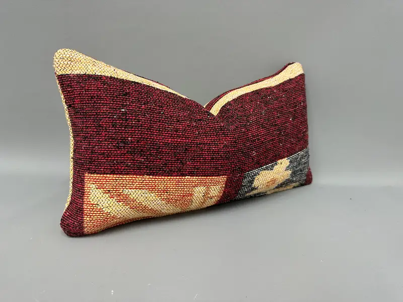 Throw Kilim Pillow, Cushion, Antique Pillows, Lounge Throw Pillow Cover, 10x20 Red Pillow, Pillow for Couch, Personalized Gift Pillow Cushion Case - 2
