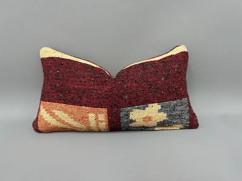 Throw Kilim Pillow, Cushion, Antique Pillows, Lounge Throw Pillow Cover, 10x20 Red Pillow, Pillow for Couch, Personalized Gift Pillow Cushion Case - 1
