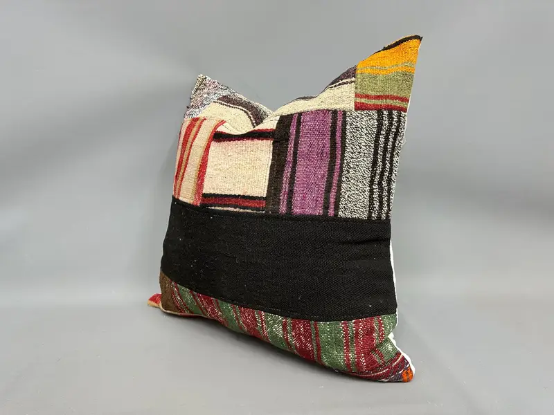 Bolster Pillow Case, 24x24 Beige Cushion Cover, Antique Pillows, Cushion, Boho Pillow, Outdoor Bolster Pillow Sham, Kilim Pillow - 3