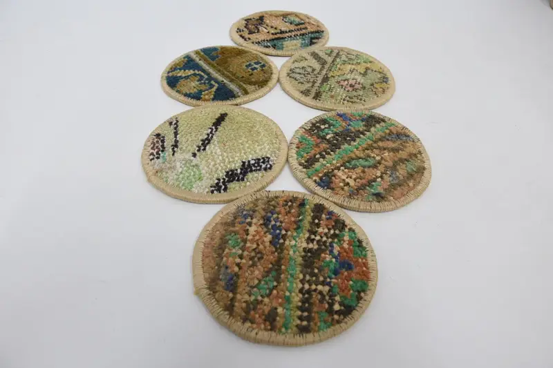 Bohem Yuvarlak Bardak Altlığı, Kahverengi ve Bej İçecek Altlığı