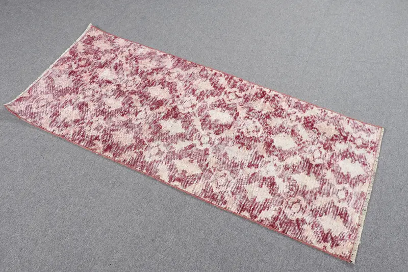 Purple Patchwork Rug, 2.1x4.8 ft Elegant Beige Accent