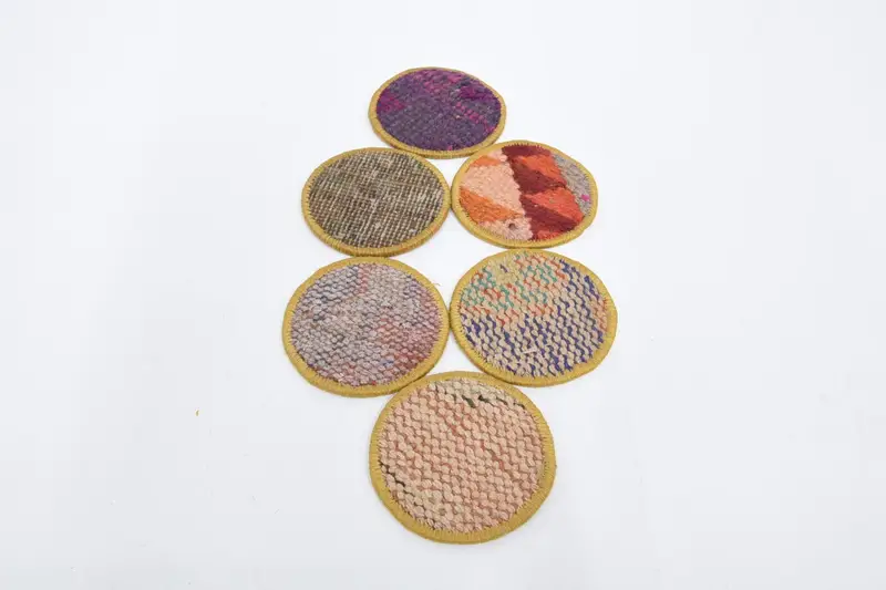 Orange and White Round Coasters, Durable and Stylish Coaster Set