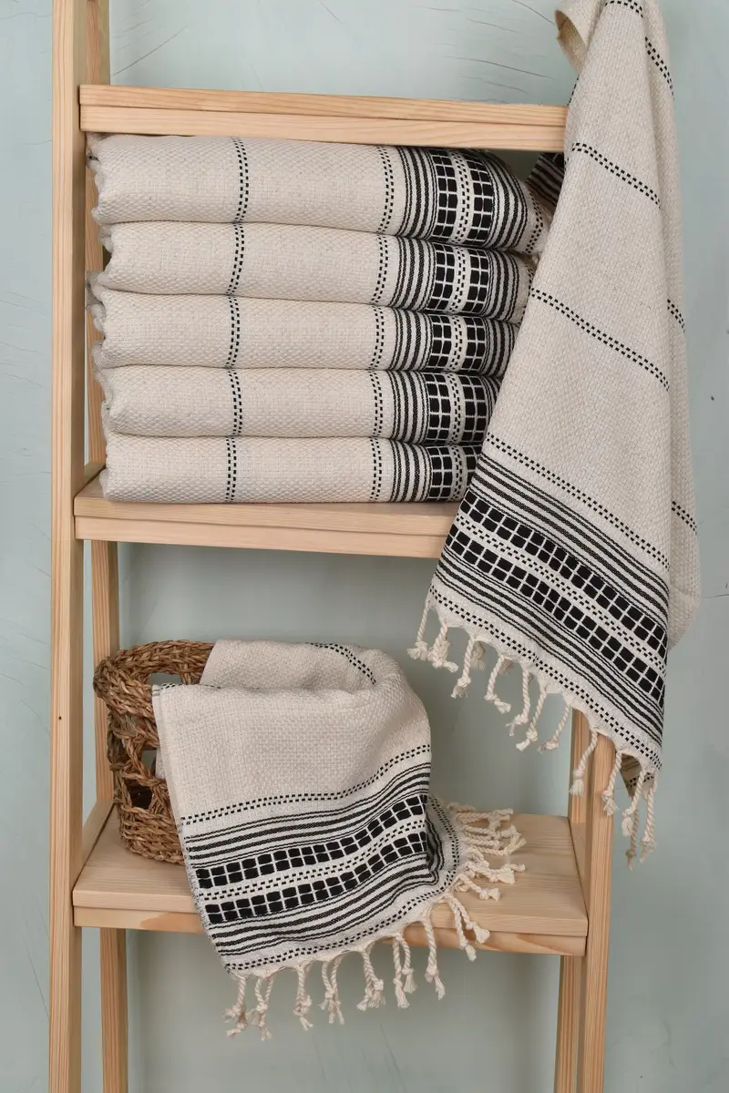 Towel With Name, Gift For Her, Custom Wedding Gifts, Custom Tea Towel, Bridesmaid Gifts, 40x20 Linen Striped Towel, Turkish Tea Towel, Wedding Gift - 3