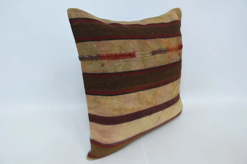 Boho Pillow, Cushion Case, Throw Kilim Pillow, Armchair Pillow, Interior Designer Pillow, Tribal Cushion Cover, 24x24 Beige Pillow Cover - 3
