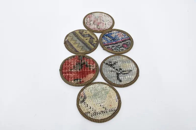 Bohem Yuvarlak Bardak Altlığı, Kırmızı ve Bronz Bardak Altlığı