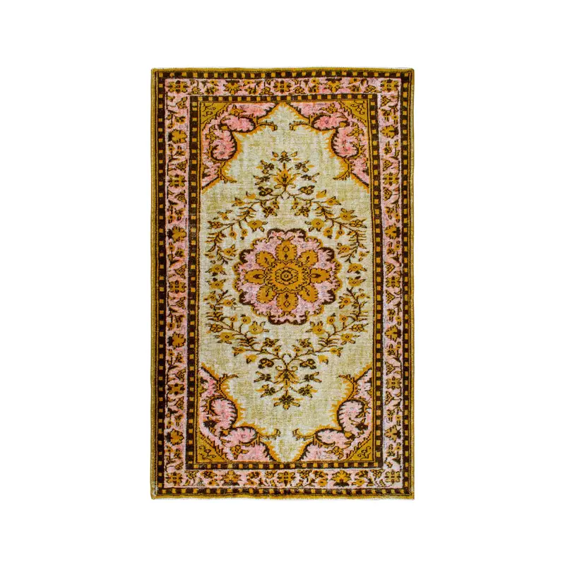 Vintage Oushak Teppich 5,7x9,6 ft (174x292 cm), gelber massiver türkischer Teppich - 1
