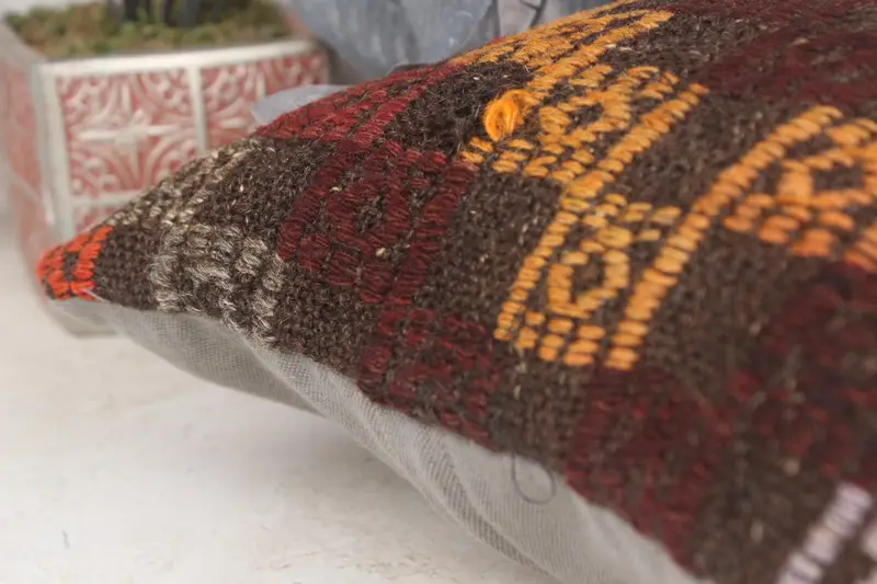Nomadic Pillow Cover, Antique Pillows, Throw Kilim Pillow, Decorative Bolster Pillow, Pillow Cover, 16x16 Yellow Pillow Sham, Boho Pillow Sham Cover - 7