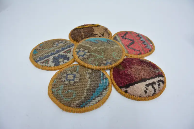 Posavasos redondo bohemio, mantel antideslizante marrón y rojo