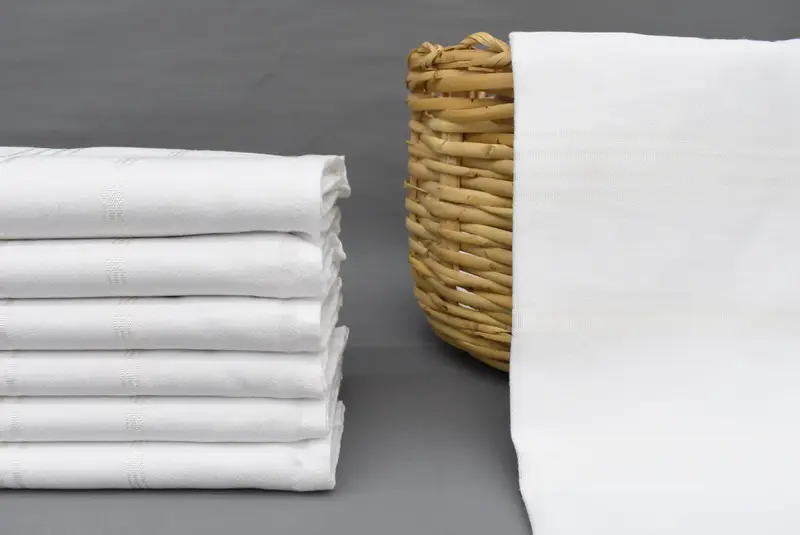 White Turkish Handmade Cotton Bath Towel, Striped, 70x40 Inches