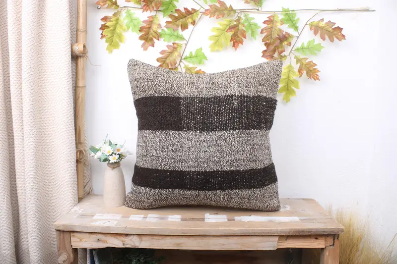 Bench Pillow, Ethnical Kilim Rug Pillow, Kilim Cushion Sham, Personalized Gift Pillow Pillow Case, 20x20 Beige Cushion, Gift Pillow, Pillow Cover - 1