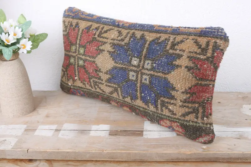 8x16 Blue Cushion Case, Vintage Kilim Pillow, Outdoor Throw Cushion, Cushion, Ethnic Throw Pillow Sham, Pillow for Sofa, Pillow for Couch - 4