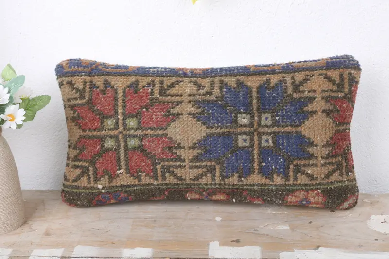8x16 Blue Cushion Case, Vintage Kilim Pillow, Outdoor Throw Cushion, Cushion, Ethnic Throw Pillow Sham, Pillow for Sofa, Pillow for Couch - 2