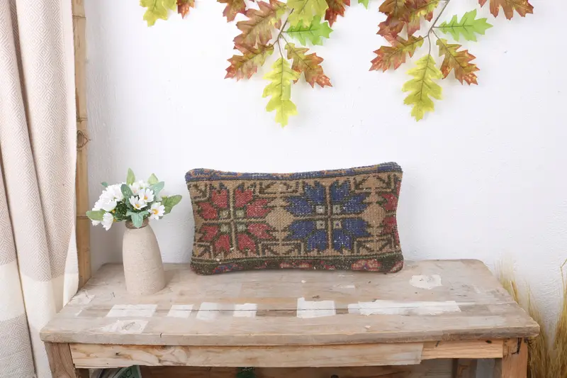 8x16 Blue Cushion Case, Vintage Kilim Pillow, Outdoor Throw Cushion, Cushion, Ethnic Throw Pillow Sham, Pillow for Sofa, Pillow for Couch - 1