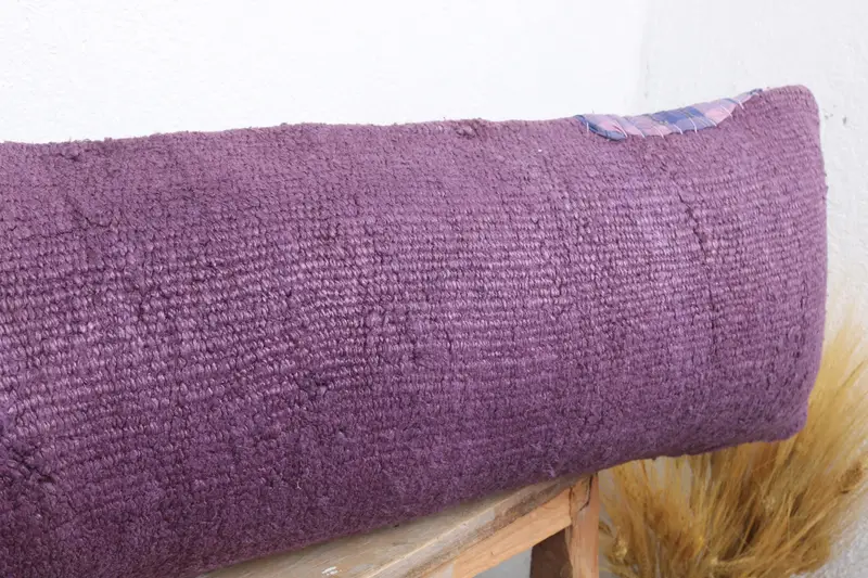 Gift Pillow, Retro Pillow, Handmade Cushion, 12x48 Purple Pillow Cover, Throw Kilim Pillow, Toss Pillow, Boho Pillow Sham Cover, Pillow Sham - 5