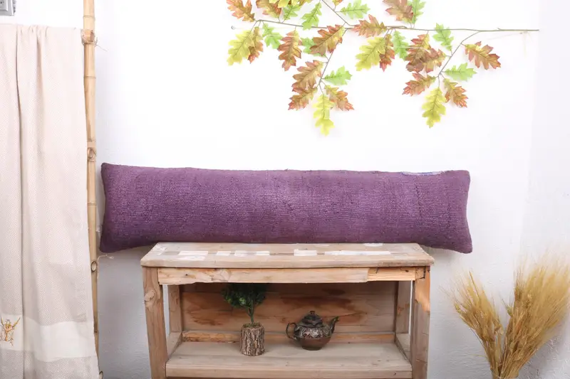 Gift Pillow, Retro Pillow, Handmade Cushion, 12x48 Purple Pillow Cover, Throw Kilim Pillow, Toss Pillow, Boho Pillow Sham Cover, Pillow Sham - 1