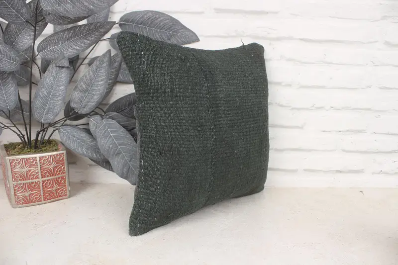 Bed Pillow, Cushion Cover, Kilim Cushion Sham, Kilim Pillow Cover, Pillow for Sofa, 14x14 Green Pillow, Bed Cushion Case - 3