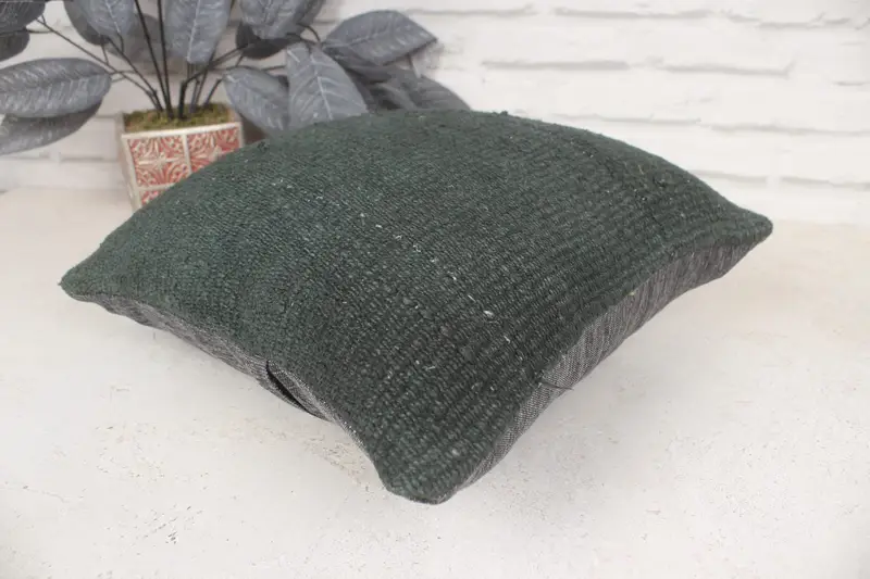 Bed Pillow, Cushion Cover, Kilim Cushion Sham, Kilim Pillow Cover, Pillow for Sofa, 14x14 Green Pillow, Bed Cushion Case - 6