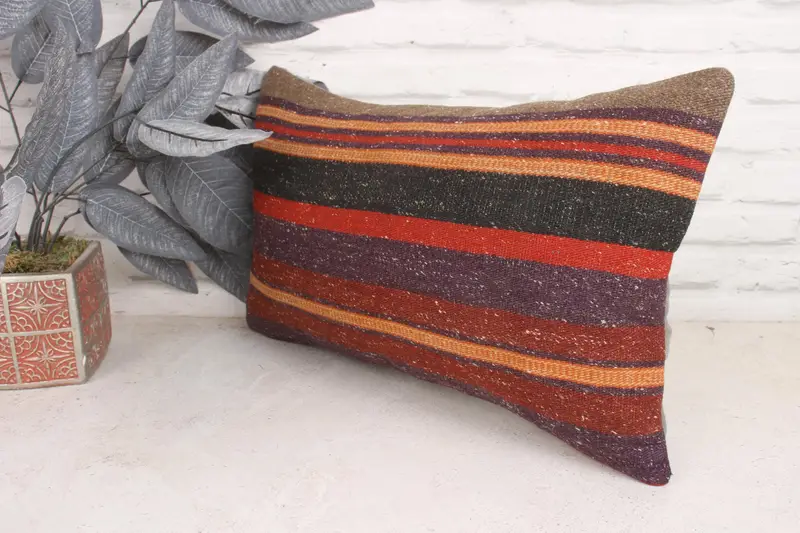 Pillow Sham, Home Decor Pillow, Turkish Pillow, Nomadic Cushion Case, Pillow for Couch, Farmhouse Pillow Cover, 12x20 Purple Pillow Cover - 4