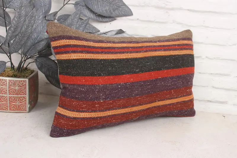 Pillow Sham, Home Decor Pillow, Turkish Pillow, Nomadic Cushion Case, Pillow for Couch, Farmhouse Pillow Cover, 12x20 Purple Pillow Cover - 3