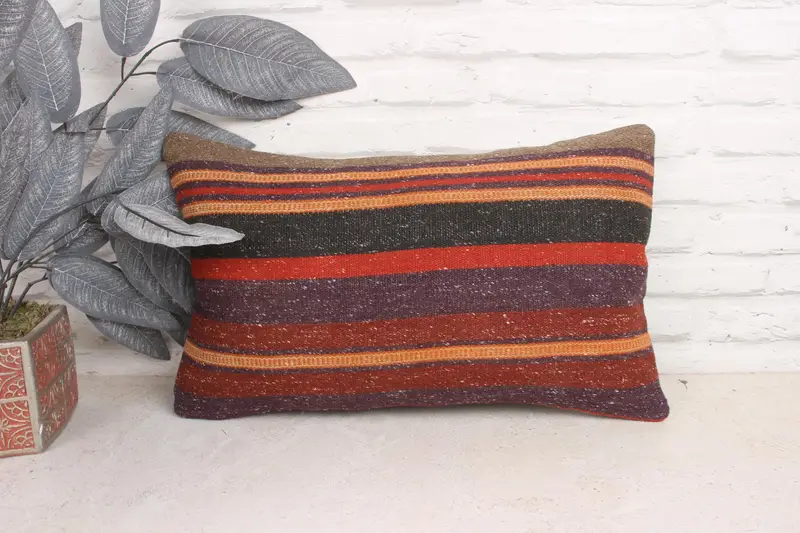 Pillow Sham, Home Decor Pillow, Turkish Pillow, Nomadic Cushion Case, Pillow for Couch, Farmhouse Pillow Cover, 12x20 Purple Pillow Cover - 1