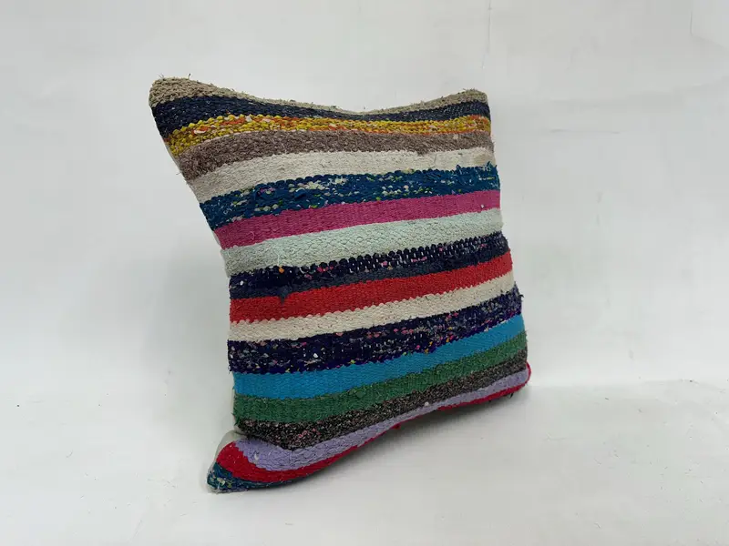 Couch Pillow, 20x20 Purple Pillow Case, Ethnical Kilim Rug Pillow, Kilim Pillow, Pillow Case, Vintage Kilim Throw Pillow, Handmade Cushion - 3