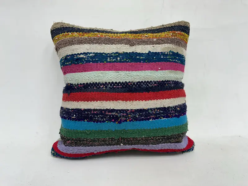 Couch Pillow, 20x20 Purple Pillow Case, Ethnical Kilim Rug Pillow, Kilim Pillow, Pillow Case, Vintage Kilim Throw Pillow, Handmade Cushion - 1